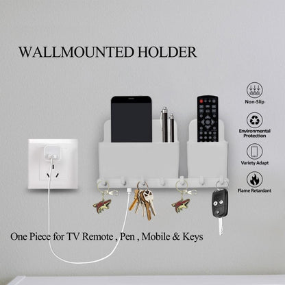 Multifunctional Self Adhesive Remote & Mobile Holder with Hooks